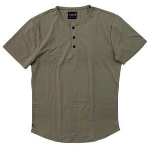 Cuts Clothing Men's Curve Hem Henley Signature Fit PYCA Tee T-Shirt - Laurel Oak